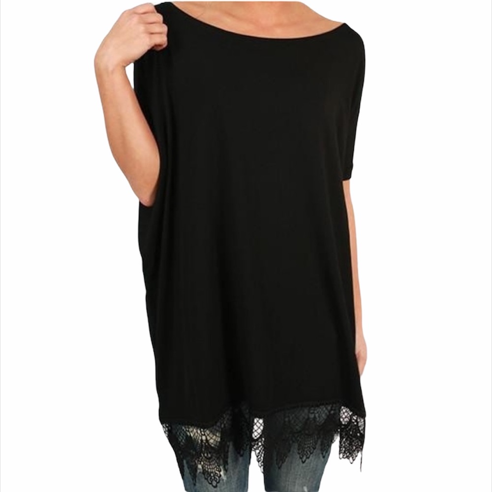 Women's PIKO 1988 Crochet‎ Black Oversized Blonde Top Size Small Bamboo Spandex